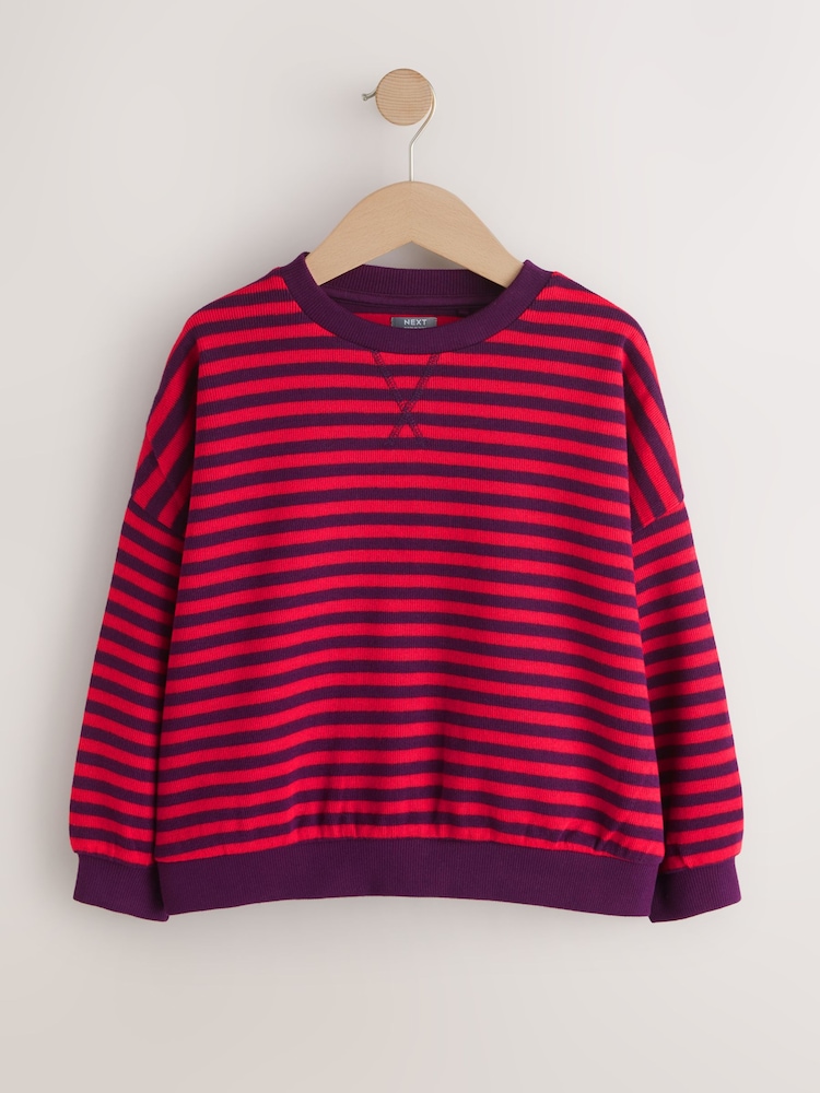 Red/Purple Oversized Cosy Rib Sweatshirt (9mths-16yrs) - Image 1 of 4