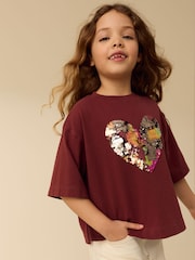 Chocolate Brown Sequin Heart T-Shirt (3-16yrs) - Image 2 of 9