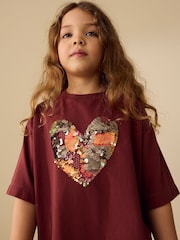 Chocolate Brown Sequin Heart T-Shirt (3-16yrs) - Image 4 of 9