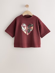 Chocolate Brown Sequin Heart T-Shirt (3-16yrs) - Image 6 of 9