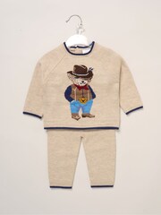 Rock-A-Bye Baby Boutique True Knit Cowboy Bear Jumper and Trousers Outfit Brown Set - Image 2 of 5