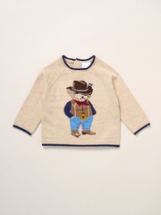 Rock-A-Bye Baby Boutique True Knit Cowboy Bear Jumper and Trousers Outfit Brown Set - Image 3 of 5