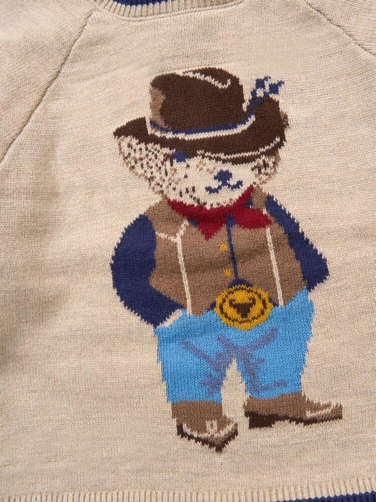 Rock-A-Bye Baby Boutique True Knit Cowboy Bear Jumper and Trousers Outfit Brown Set - Image 5 of 5