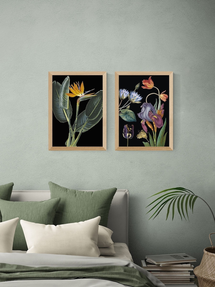 East End Prints Set of 2 Oak Dark Florals Wall Arts Prints by Natural History Museum - Image 1 of 2 East End Prints Set of 2 Oak Dark Florals Wall Arts Prints by Natural History Museum - Image 1 of 2