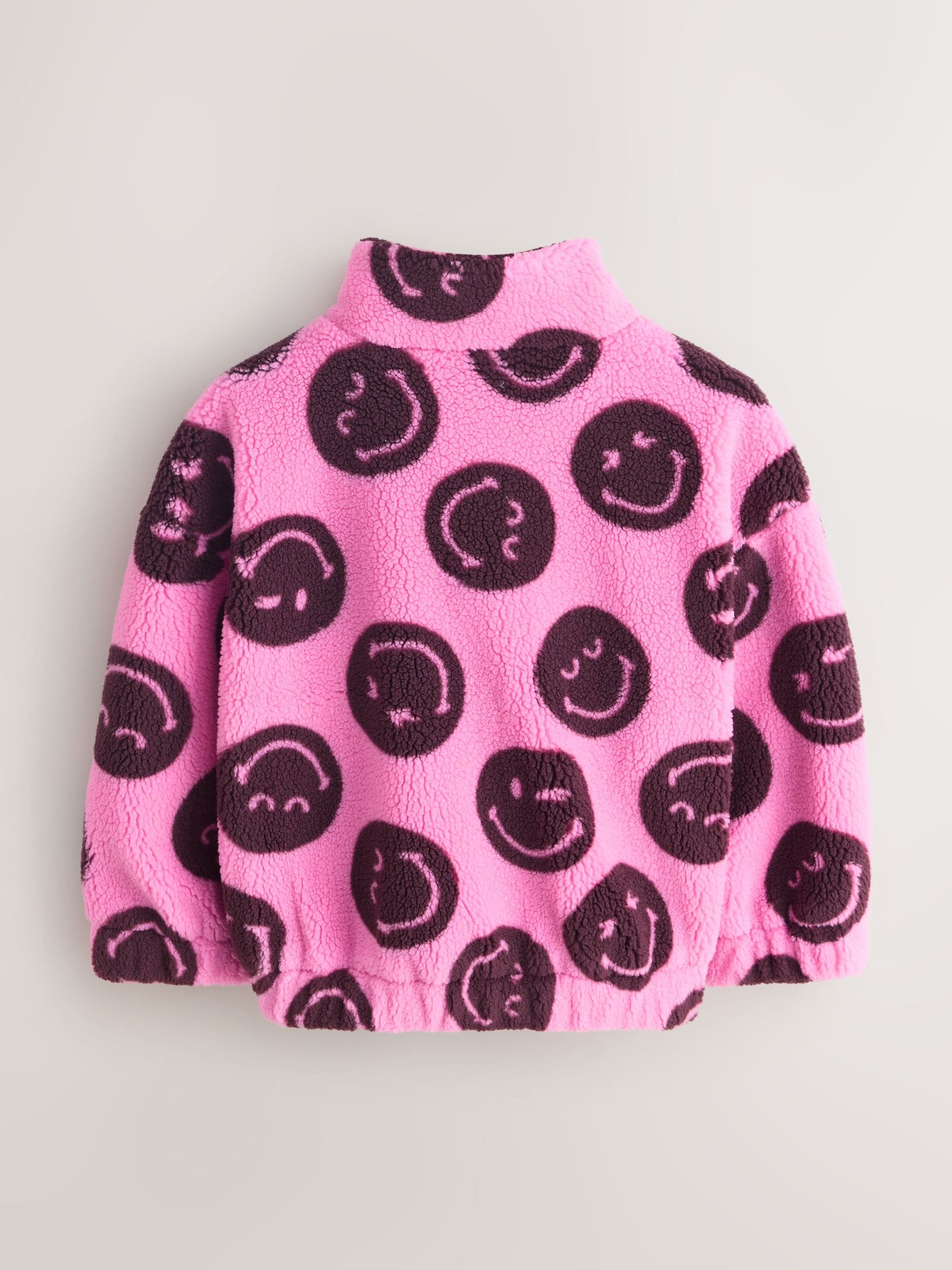 Buy Pink/Berry Smiley Zip Up Borg Jacket (3-16yrs) from the Next