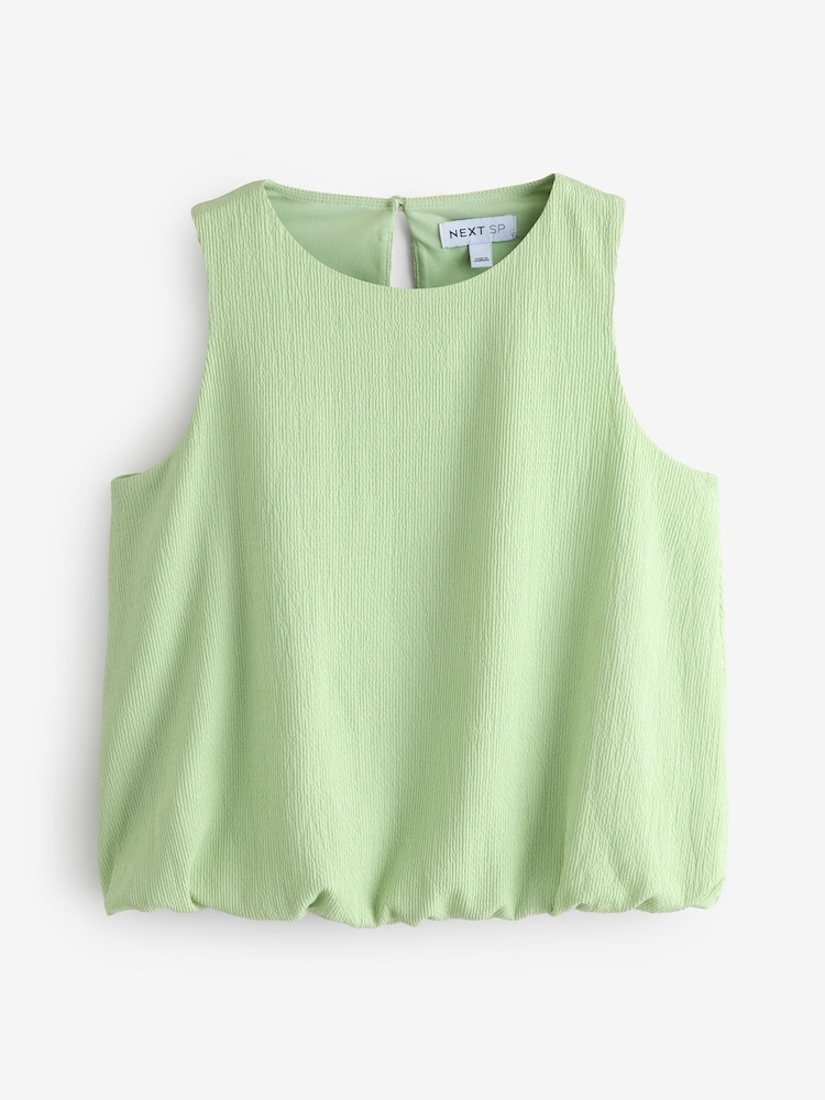 Green Sleeveless Bubble Hem Vest - Image 1 of 1 Green Sleeveless Bubble Hem Vest - Image 1 of 1