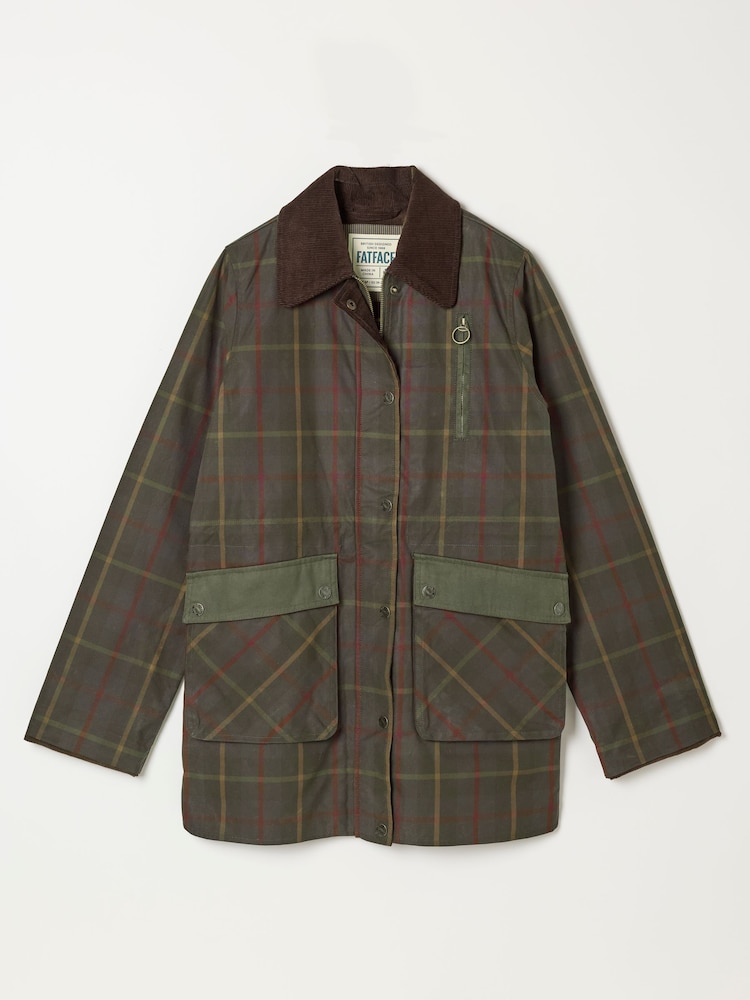 FatFace Kent Green Check Barn Jacket - Image 6 of 6 FatFace Kent Green Check Barn Jacket - Image 6 of 6