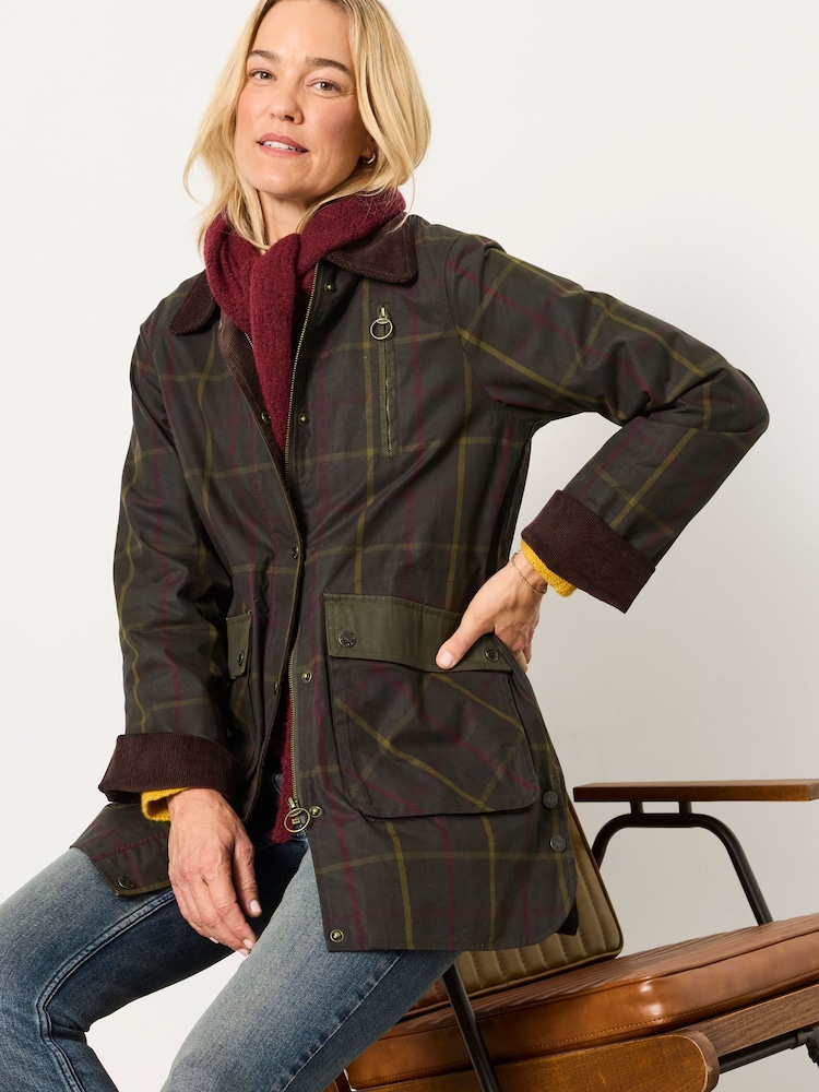 FatFace Kent Green Petite Check Barn Jacket - Image 1 of 6