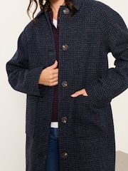FatFace Moons Navy Petite Long Wool Coat - Image 5 of 6
