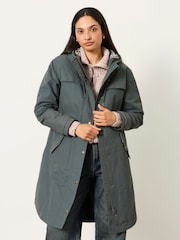 FatFace Inverness Teal Blue Petite Raincoat - Image 1 of 6