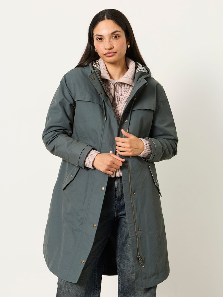 FatFace Inverness Teal Blue Petite Raincoat - Image 1 of 6