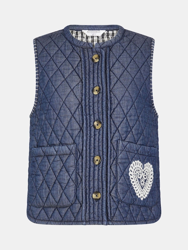 Accessorize Blue Heart Quilted Waistcoat - Image 4 of 4