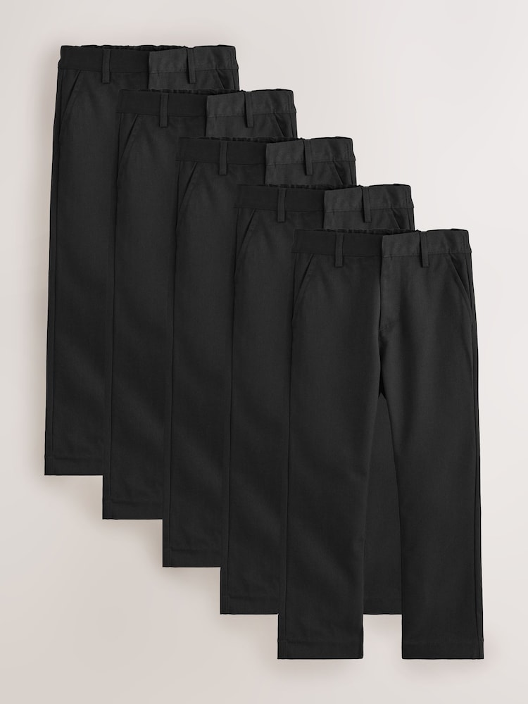 Black Regular Leg Pull On Waist School Trousers 5 Pack (3-17yrs) - Image 1 of 11