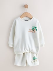 Ecru/White Crew Neck Sweatshirt and Shorts Set (3mths-7yrs) (3mths-7yrs) - Image 2 of 5