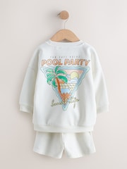 Ecru/White Crew Neck Sweatshirt and Shorts Set (3mths-7yrs) (3mths-7yrs) - Image 3 of 5