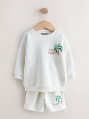 Ecru/Bianco - Set felpa girocollo e pantaloncini (3mesi-7anni) (3mesi-7anni) - Immagine 7 di 11