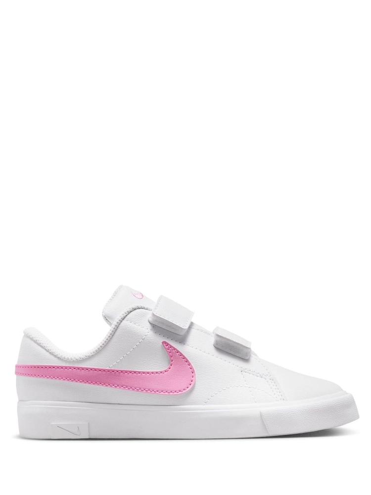 Nike White/Pink Junior Tennis Essential Trainers - Image 1 of 7 Nike White/Pink Junior Tennis Essential Trainers - Image 1 of 7