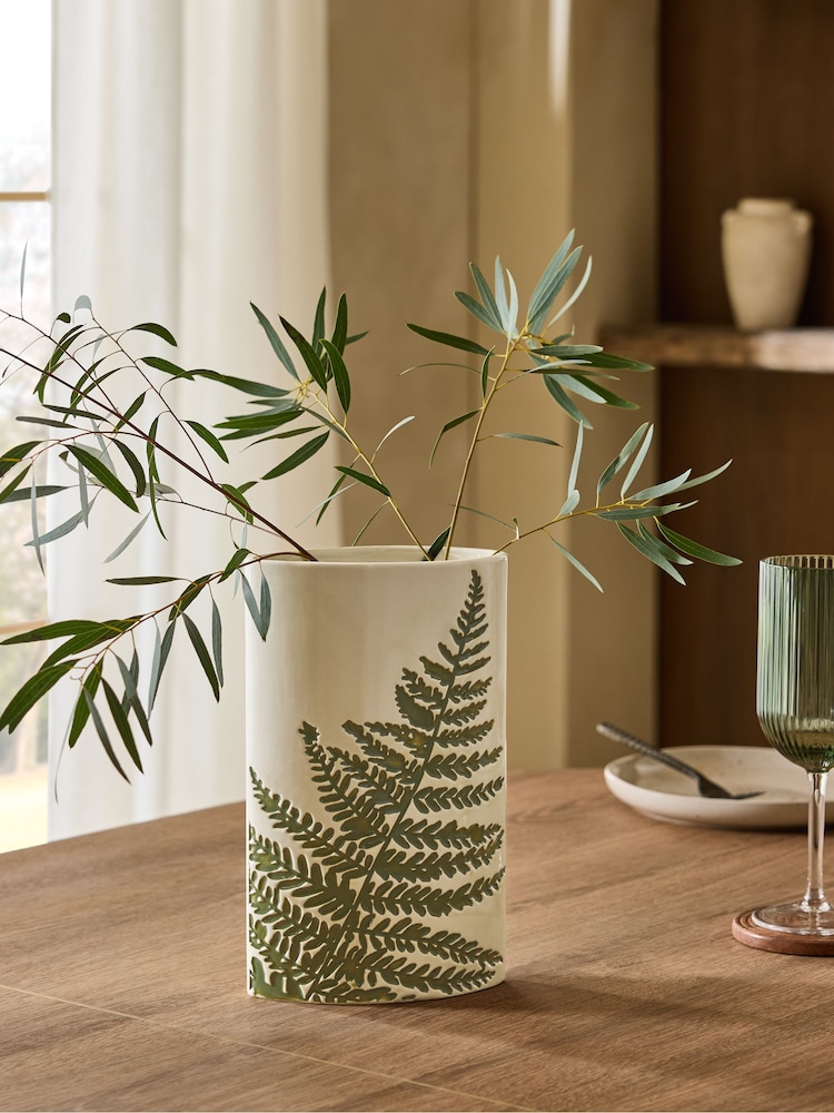 Fern Leaf Ceramic Vase - 圖片 1/4
