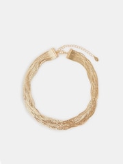 Accessorize Gold Tone Slinky Layered Collar Necklace - Image 1 of 3