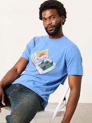 FatFace Chambray Blue Book Bike Graphic T-Shirt - Image 3 of 6