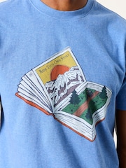 FatFace Chambray Blue Book Bike Graphic T-Shirt - Image 5 of 6