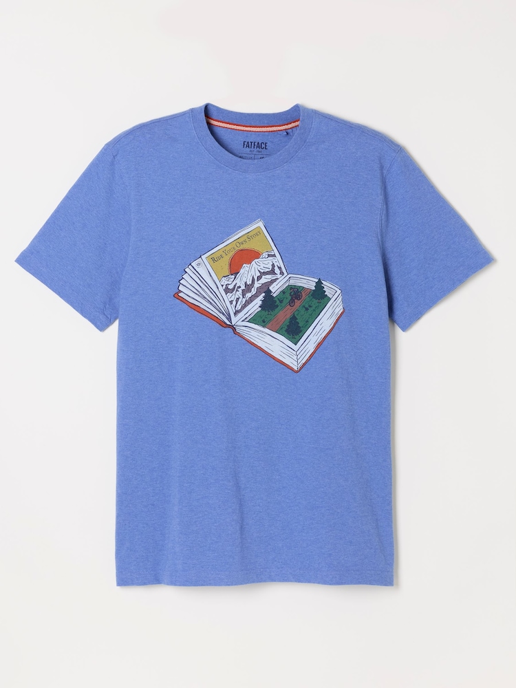 FatFace Chambray Blue Book Bike Graphic T-Shirt - Image 6 of 6