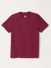 FatFace Cherry Red Short Sleeve Textured Stripe T-Shirt - Image 6 of 6