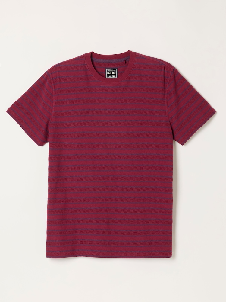 FatFace Cherry Red Short Sleeve Textured Stripe T-Shirt - Image 6 of 6 FatFace Cherry Red Short Sleeve Textured Stripe T-Shirt - Image 6 of 6