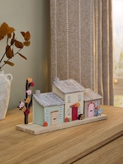 Multi Light Up Autumn Village Scene Wooden Ornament - Image 2 of 5