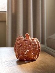 Orange Autumn Leaf Ceramic Glazed Light up Pumpkin - Image 2 of 4