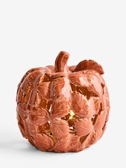 Orange Autumn Leaf Ceramic Glazed Light up Pumpkin - Image 4 of 4