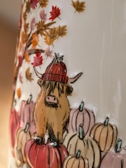 Orange Hamish The Highland Cow Autumn Ceramic Jug Vase - Image 4 of 5