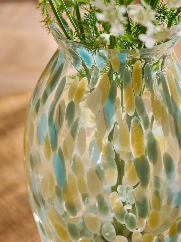 Green/Blue Confetti Glass Large Vase - Image 2 of 3