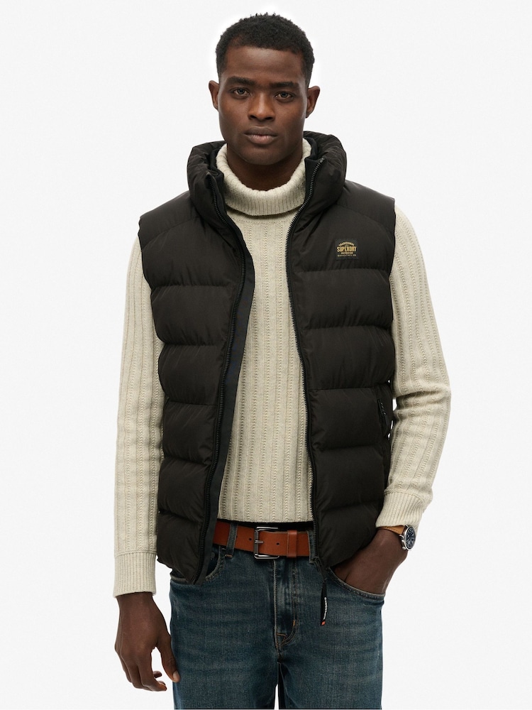 Superdry Black Sports Puffer Gilet - Image 2 of 6 Superdry Black Sports Puffer Gilet - Image 2 of 6
