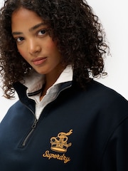 Superdry Blue Country Club Crest Half Zip Sweatshirt - Image 3 of 4