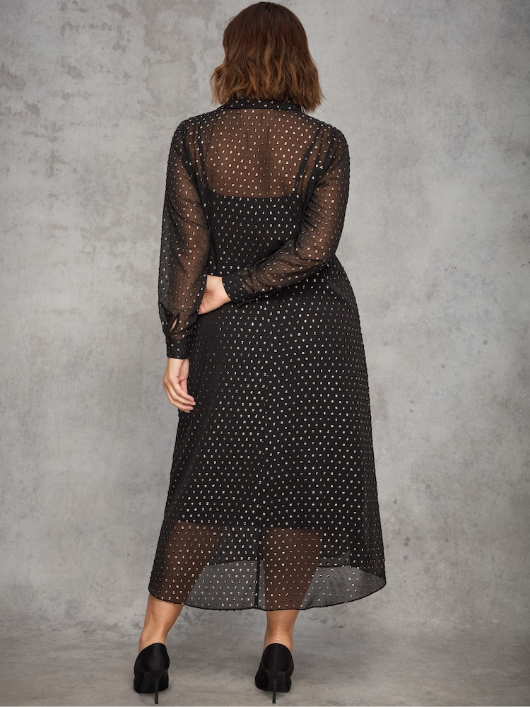 Live Unlimited Black Lurex Button Through Midaxi Dress - Image 10 of 10 Live Unlimited Black Lurex Button Through Midaxi Dress - Image 10 of 10
