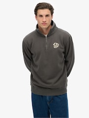 Superdry Grey Athletic SD Co Half Zip Sweatshirt - Image 1 of 4