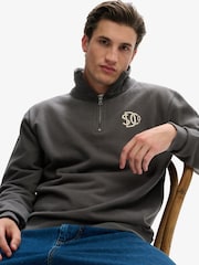 Superdry Grey Athletic SD Co Half Zip Sweatshirt - Image 3 of 4