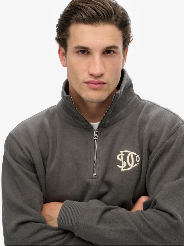 Superdry Grey Athletic SD Co Half Zip Sweatshirt - Image 4 of 4 Superdry Grey Athletic SD Co Half Zip Sweatshirt - Image 4 of 4