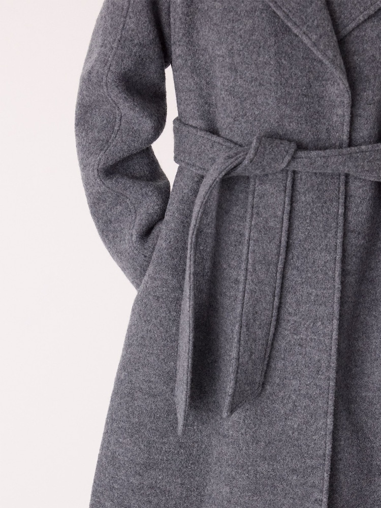 Whistles Dark Grey Petite Petite Long Belted Wool Coat - Image 4 of 4