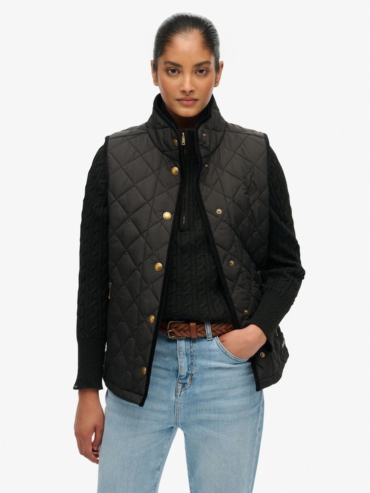 Superdry Black Estate Country Liner Gilet - Image 1 of 6