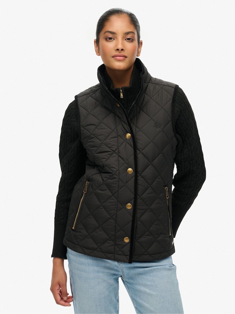 Superdry Black Estate Country Liner Gilet - Image 2 of 6