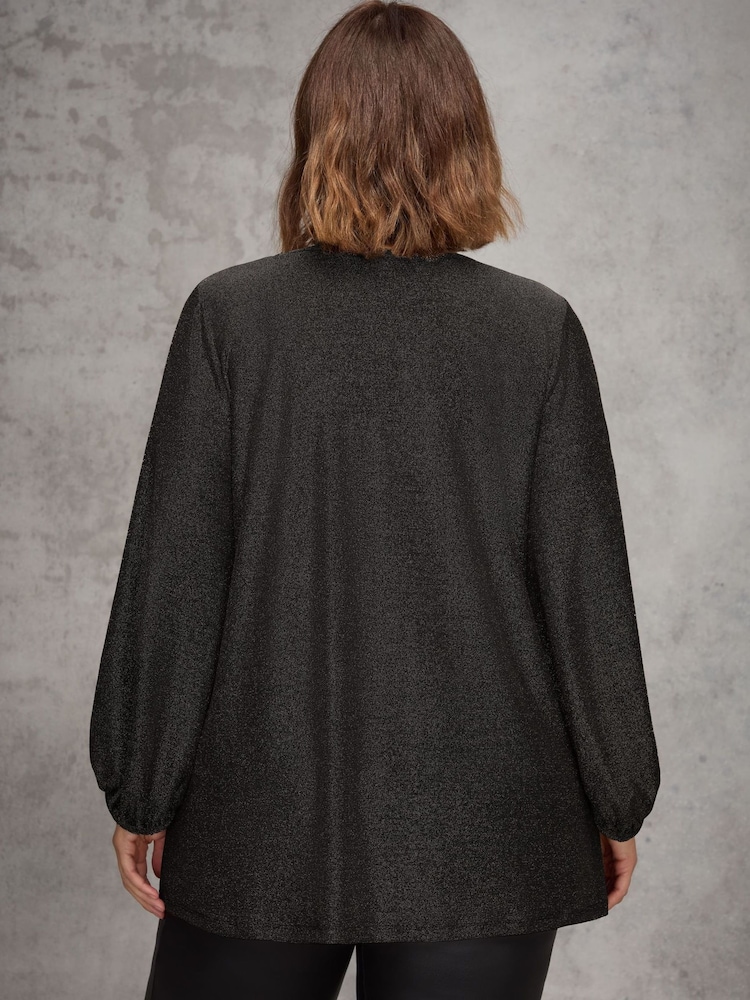 Live Unlimited Black Blouson Sleeve Sparkle Jersey Tunic - Image 3 of 3
