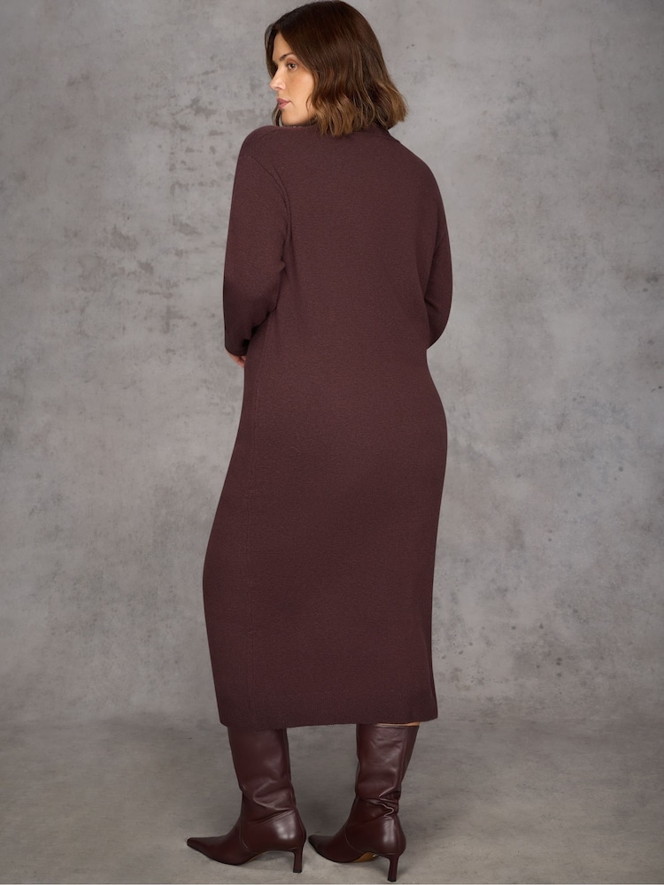 Live Unlimited Brown late Polo Neck Knitted Dress - Image 5 of 5 Live Unlimited Brown late Polo Neck Knitted Dress - Image 5 of 5