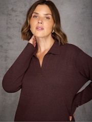 Live Unlimited Brown late Polo Neck Knitted Dress - Image 7 of 8