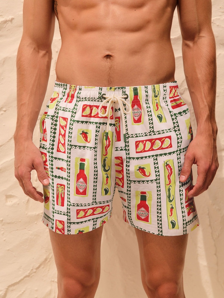 Tabasco Print Textured 5 Inch Swim Shorts - Image 1 of 8 Tabasco Print Textured 5 Inch Swim Shorts - Image 1 of 8