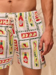 Tabasco Print Textured 5 Inch Swim Shorts - Image 4 of 8