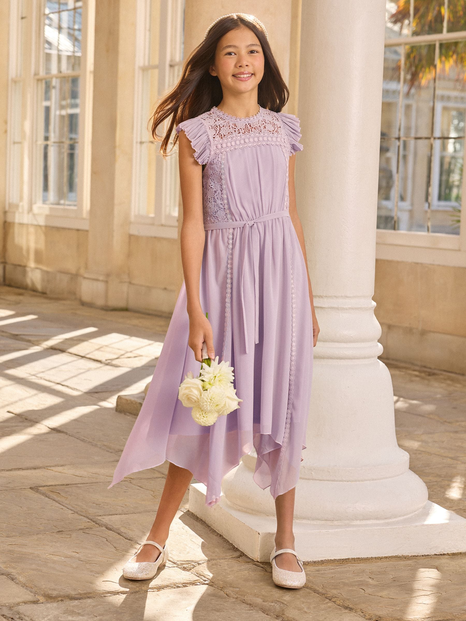 lipsy lilac lace dress Buy Lipsy Lilac Purple Lace Front Flutter Sleeve Occasion Dress (5-16yrs)  from Next USA