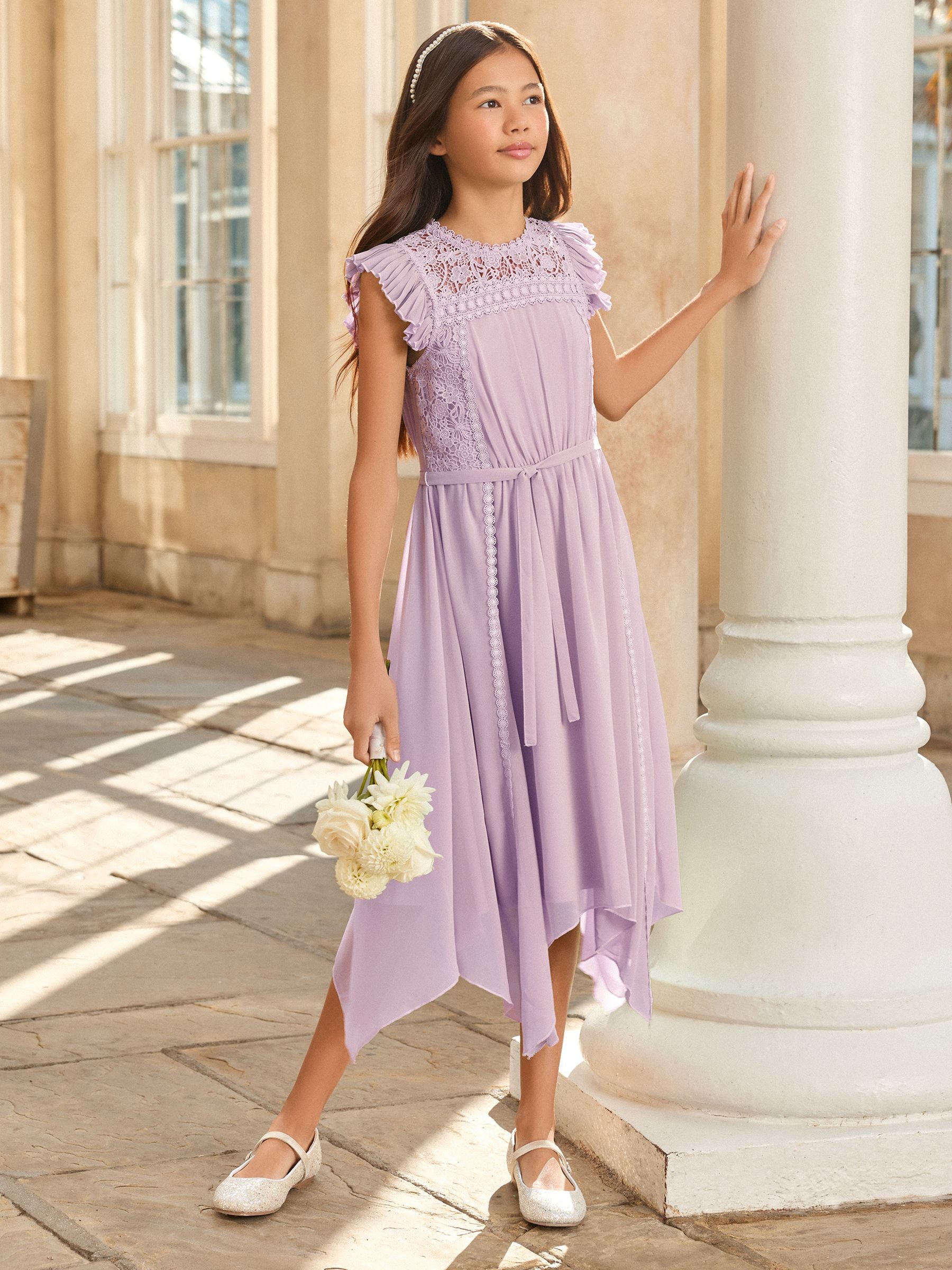 lipsy purple lace dress Buy Lipsy Lilac Purple Lace Front Flutter Sleeve Occasion Dress (5-16yrs)  from Next USA