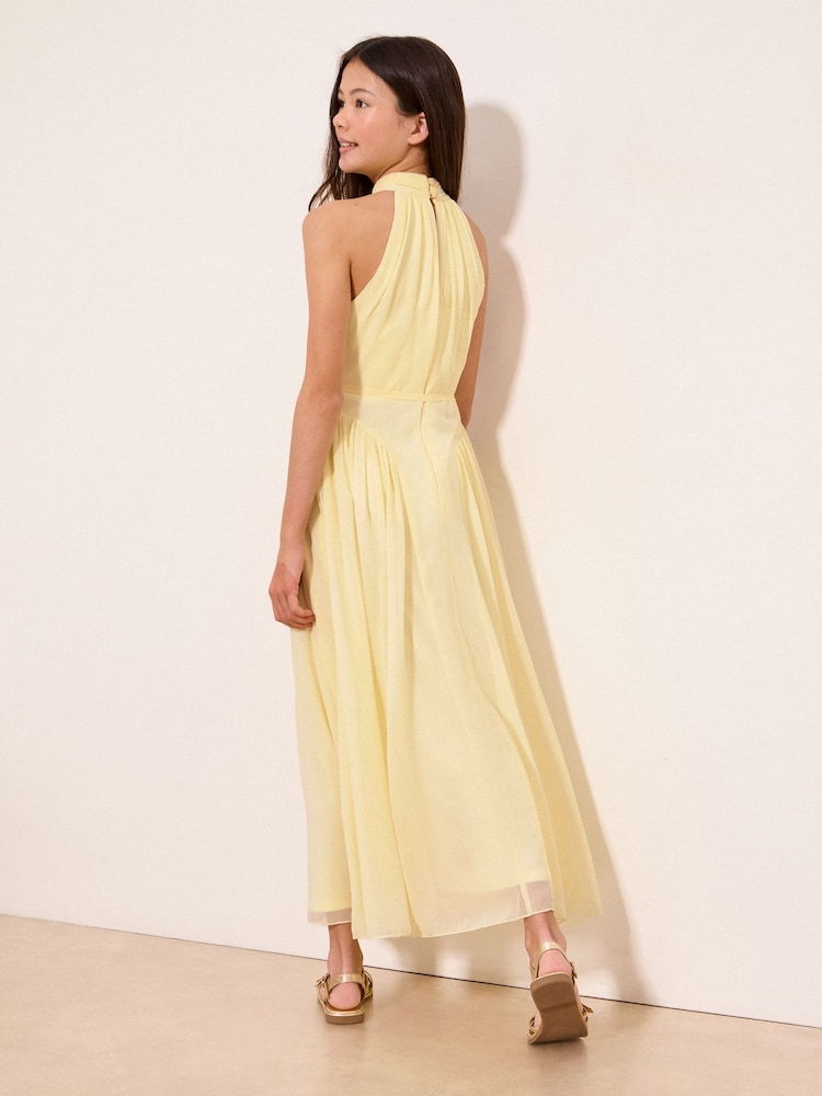 Lipsy Buttermilk Yellow Halter Seamed Maxi Occasion Dress (10-16yrs) - Image 4 of 4 Lipsy Buttermilk Yellow Halter Seamed Maxi Occasion Dress (10-16yrs) - Image 4 of 4